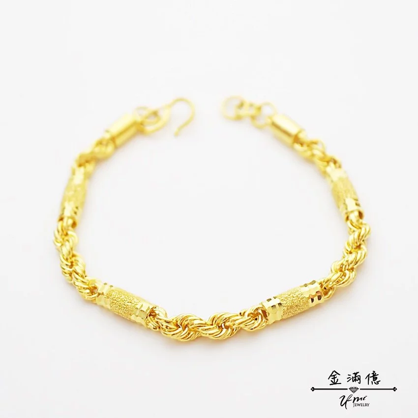 潮流鑽紗麻花-黃金手鍊 |男生手鍊