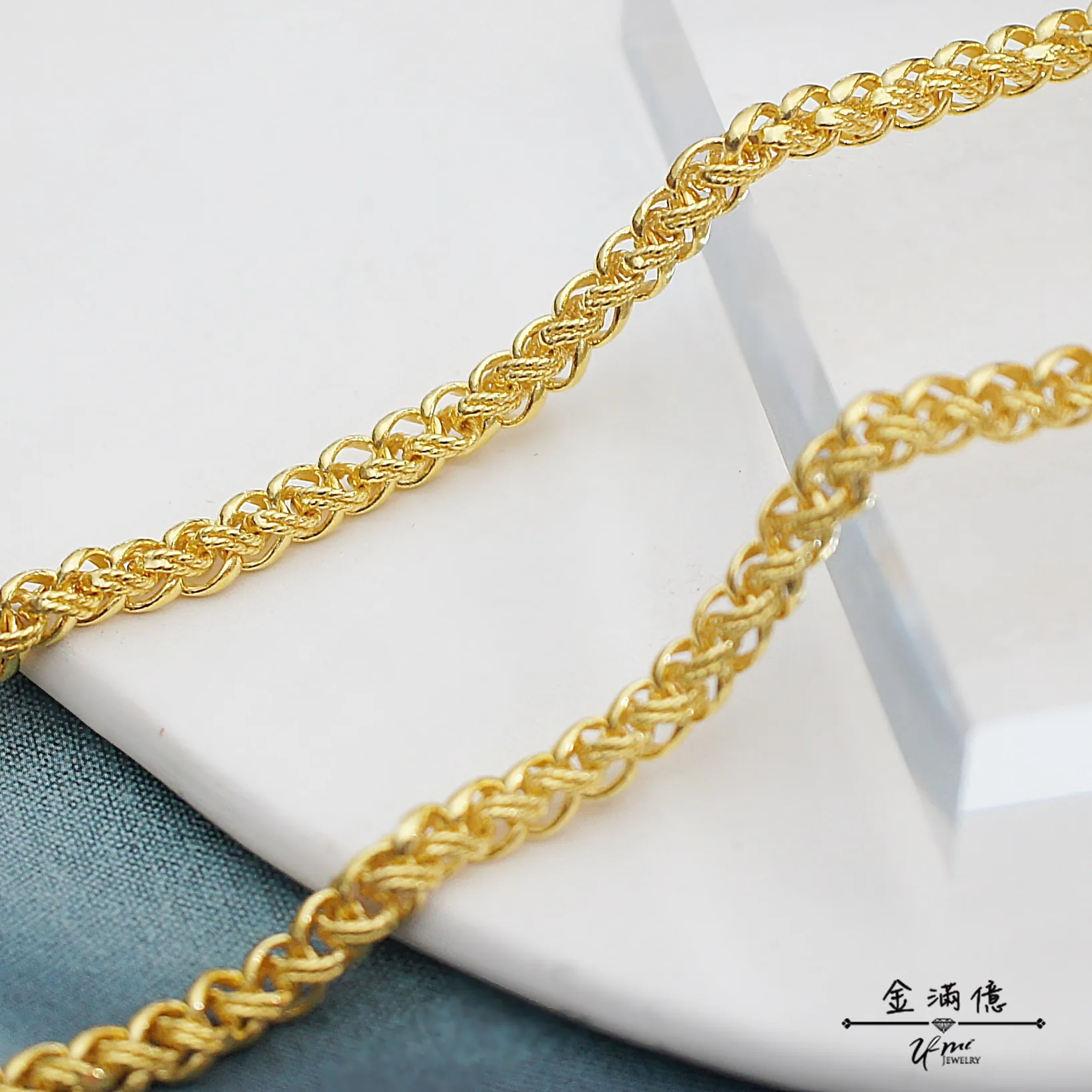 黃金項鍊-雙文武造型黃金男生項鍊|