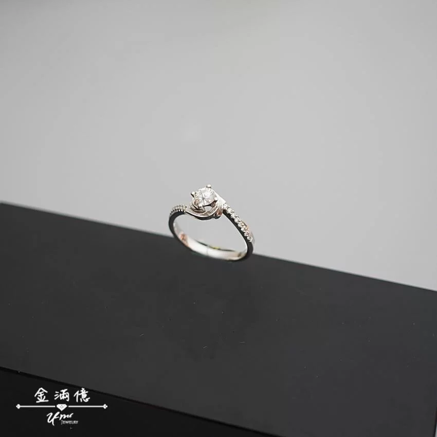 Rose-鑽石戒指|14K白K金