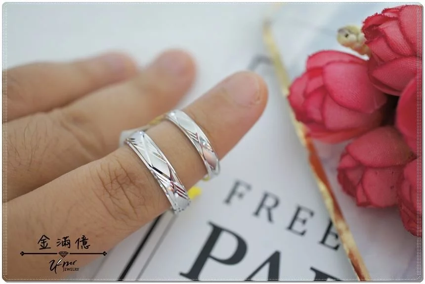 白金對戒- 格紋- 鉑金結婚戒指_03