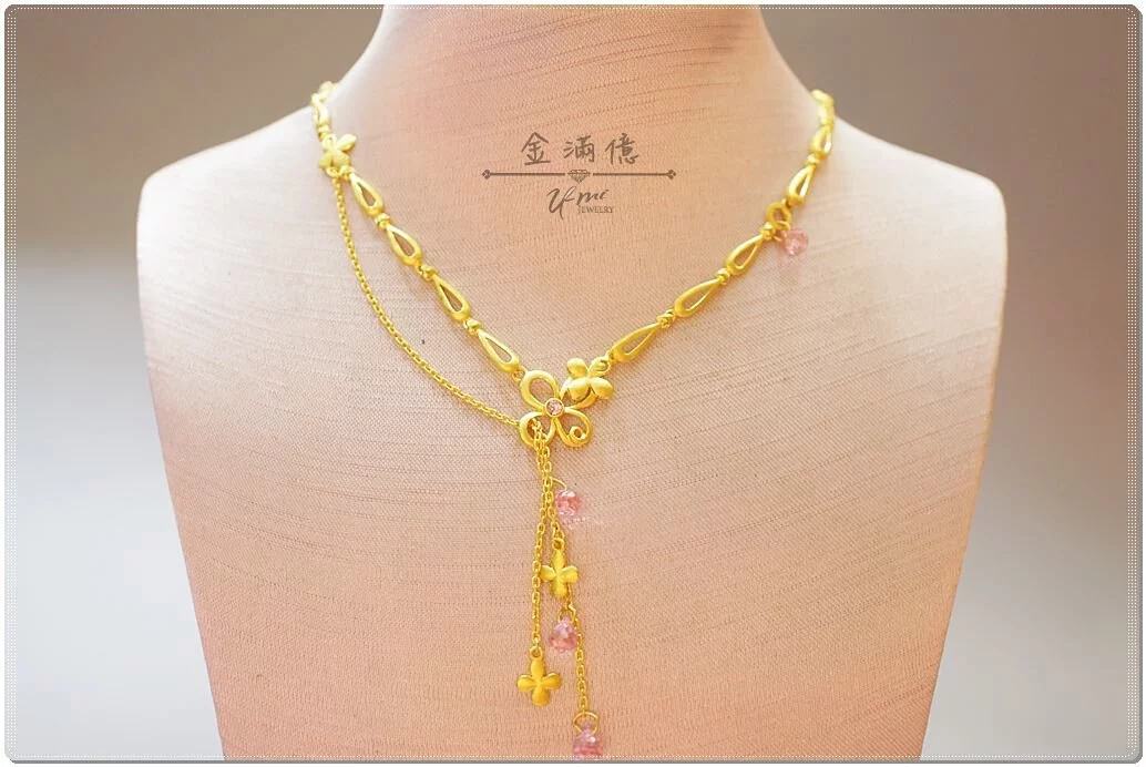  結婚金飾_黃金套鍊組_粉晶花園 _01