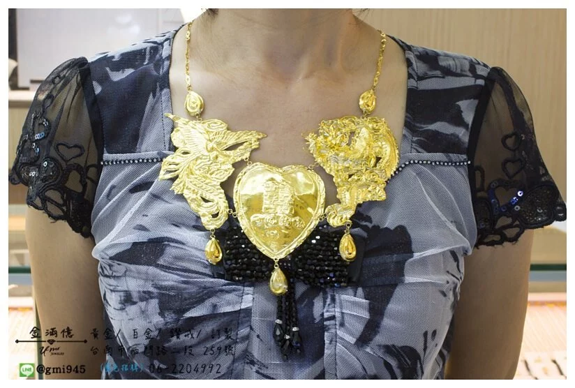  傳統復古金飾- 龍鳳薄片套鍊 - 黃金結婚金飾_03