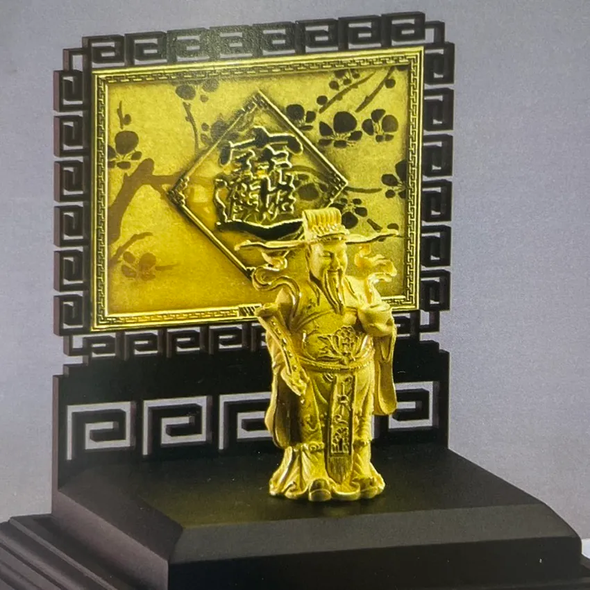 客製化黃金-財神爺造型 (絨沙金工藝) 黃金擺件|禮品