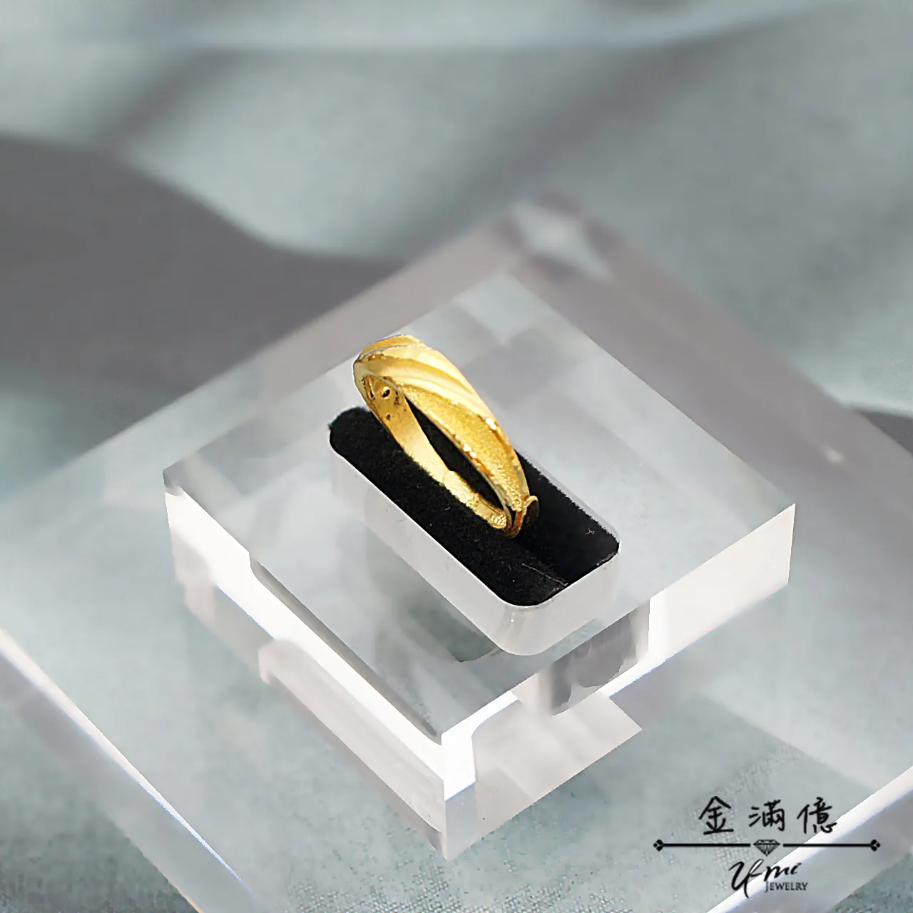 黃金戒指-霧面柔感斜紋-黃金男生戒指_02
