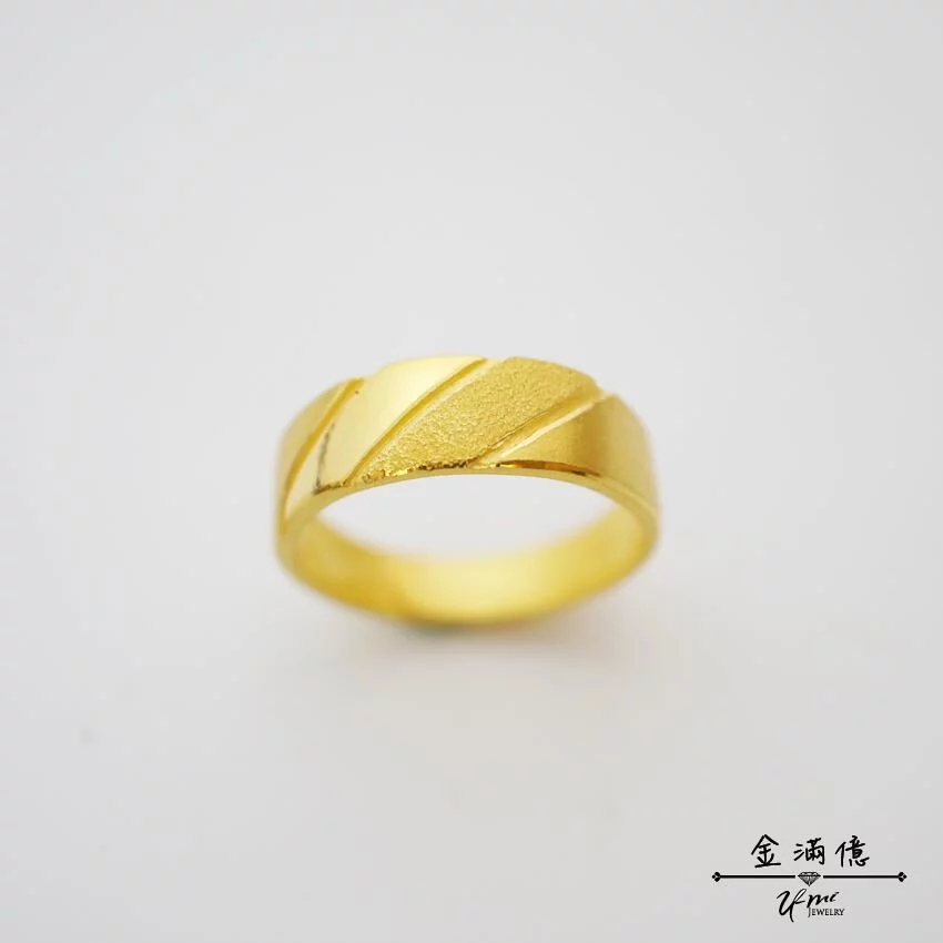 平面簡約條紋 - 黃金戒指 - 男生戒指