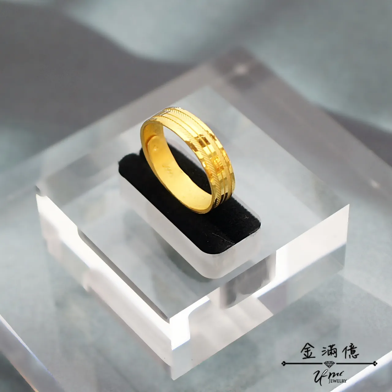 黃金戒指-平面滑順線條-黃金男生戒指_02