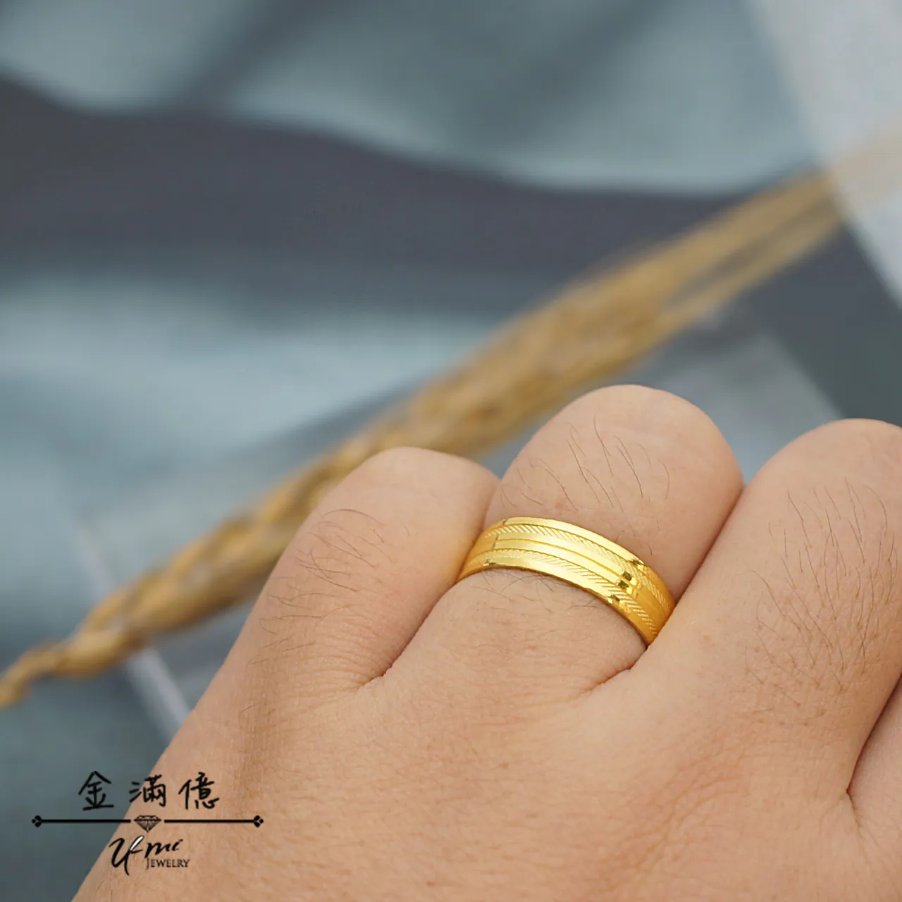 黃金戒指-平面滑順線條-黃金男生戒指_03