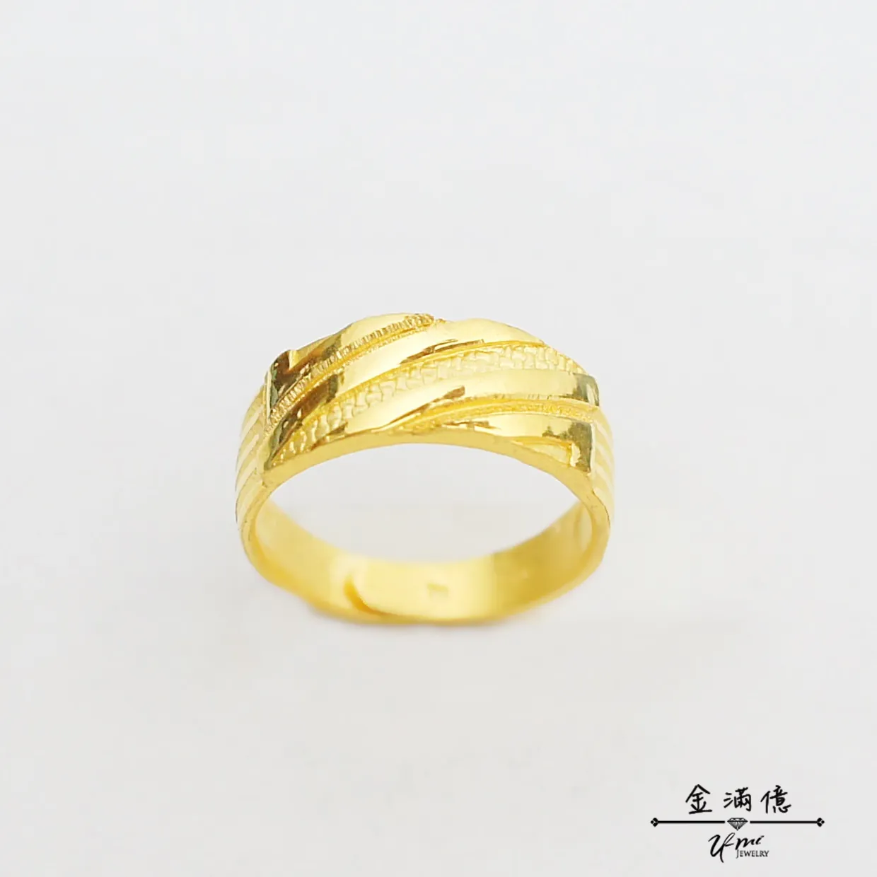 黃金戒指-寬版光面線條-黃金男生戒指_01