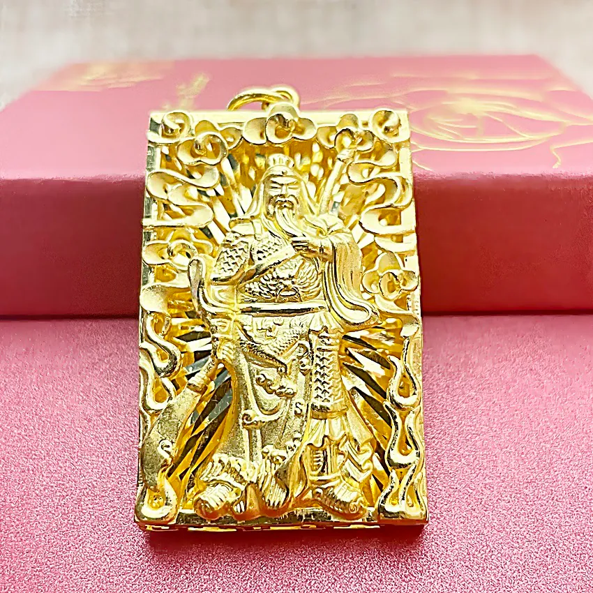 關公(拿關刀)-神明墜子-黃金項鍊 (1)