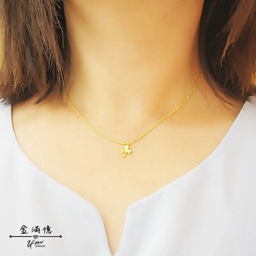 黃金小套鍊-迷你三葉草- 黃金女生項鍊_03