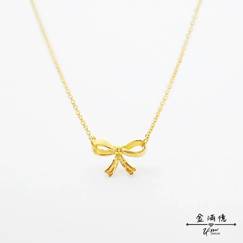 女生黃金項鍊-mini蝴蝶結-黃金小套鍊_01