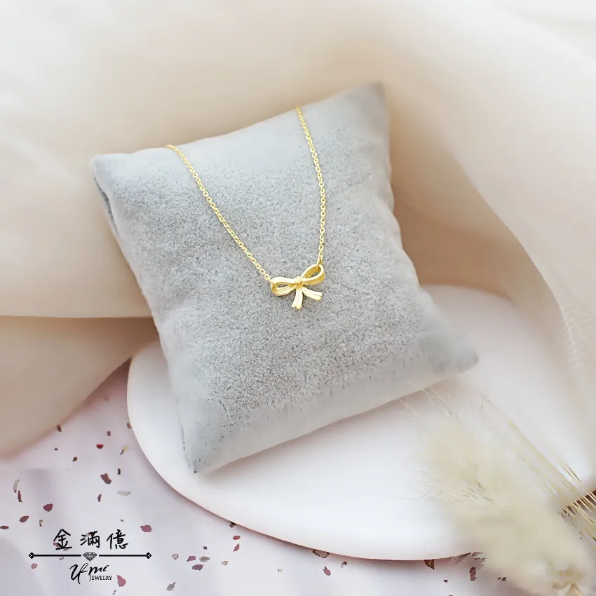 女生黃金項鍊-mini蝴蝶結-黃金小套鍊_02