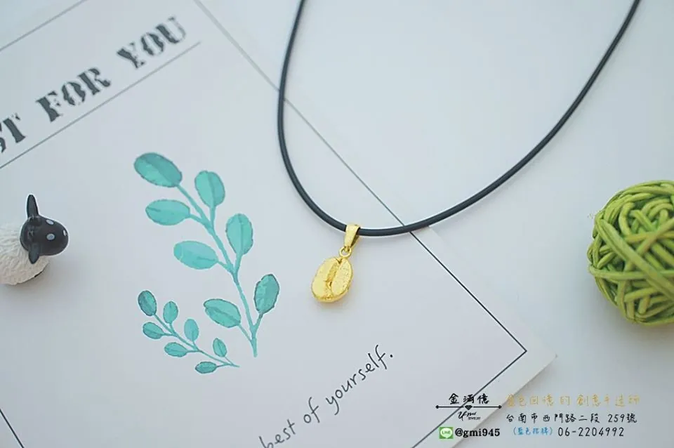 客製化黃金訂做-咖啡豆造型-黃金項鍊 (2)