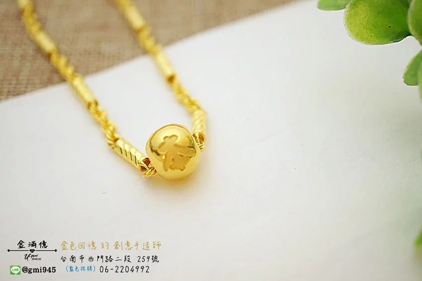 訂做純金佛珠字佛本 - 黃金項鍊(2)