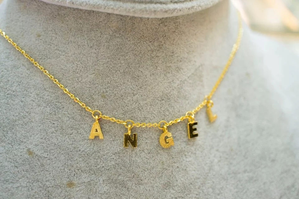 客製化黃金訂做-Angel 英文字母女生項鍊 (2)