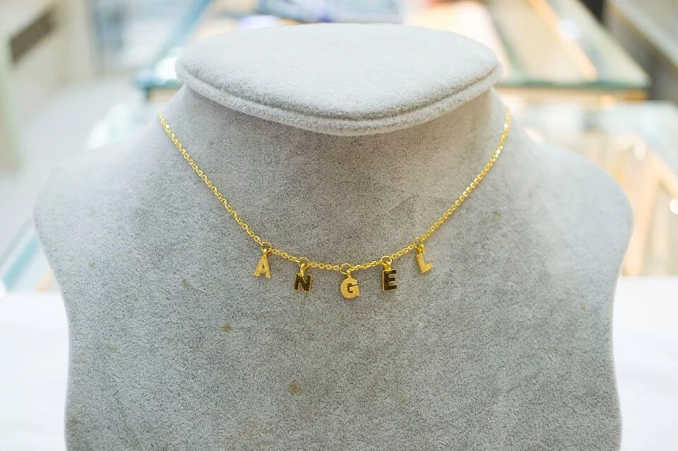 客製化黃金訂做-Angel 英文字母女生項鍊 (3)