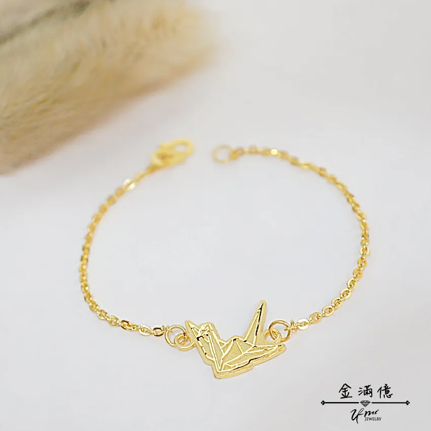 客製化飾品-千紙鶴-黃金手鍊
