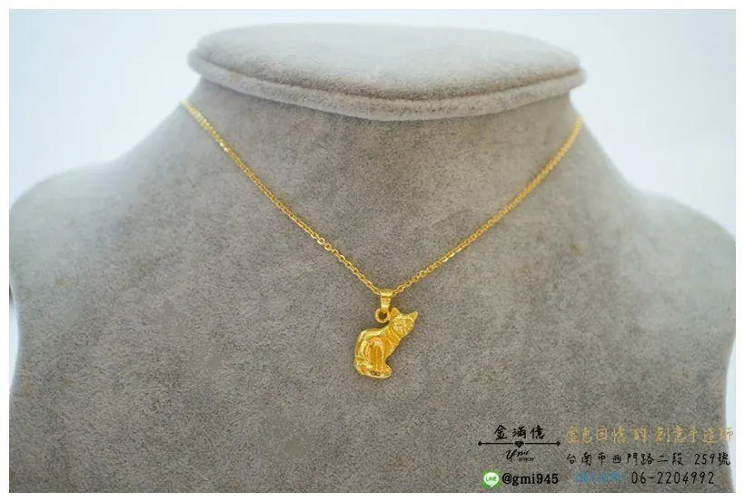 訂做-  寵物貓咪豬豬黃金墜子-黃金項鍊(4)