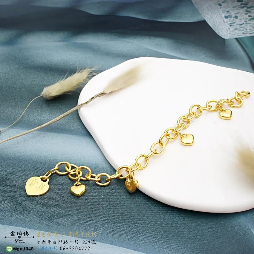 客製化飾品-雪夢&榮鵬-客製化姓名手鍊|女生黃金手鍊 (4)