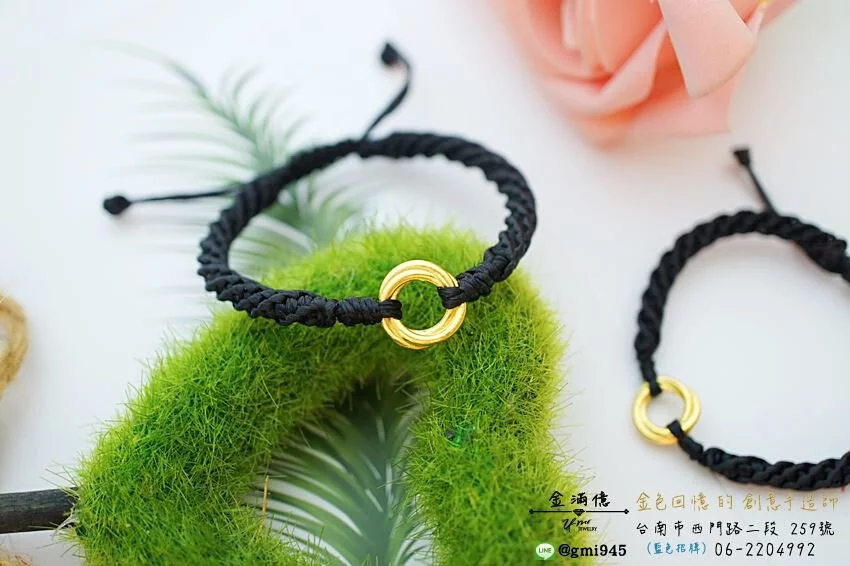 特殊客製化-同心圓-情侶黃金蠶絲蠟線手繩