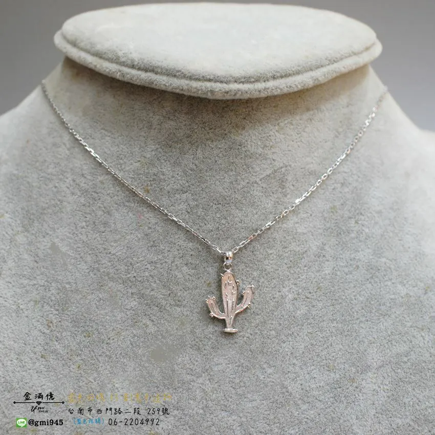 客製化飾品-仙人掌-白金墜子|白金項鍊 (3)