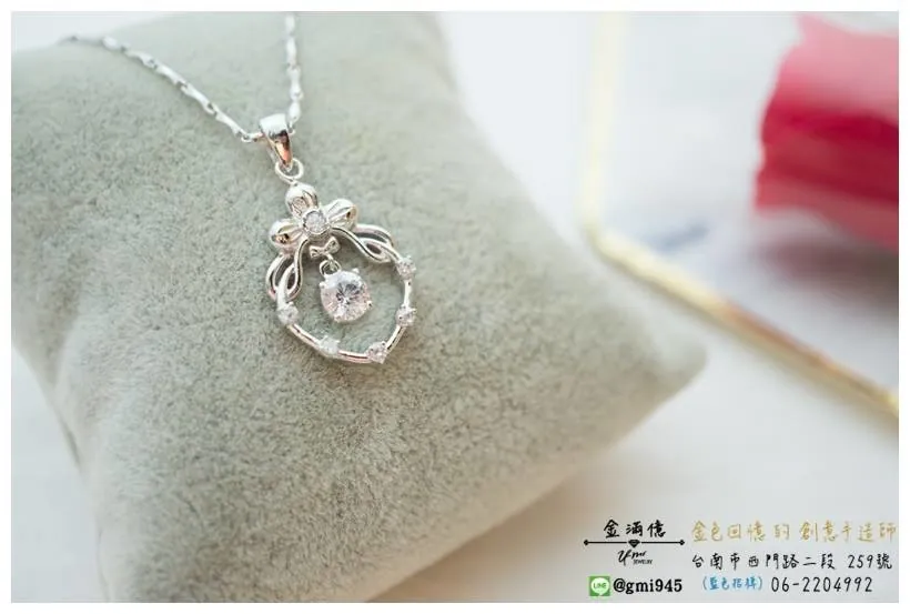 客製化鉑金項鍊 - 古典感鑽石白金墜子