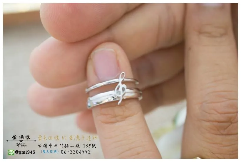 特殊訂做-音符鑲鑽求婚用白金戒指 (3)