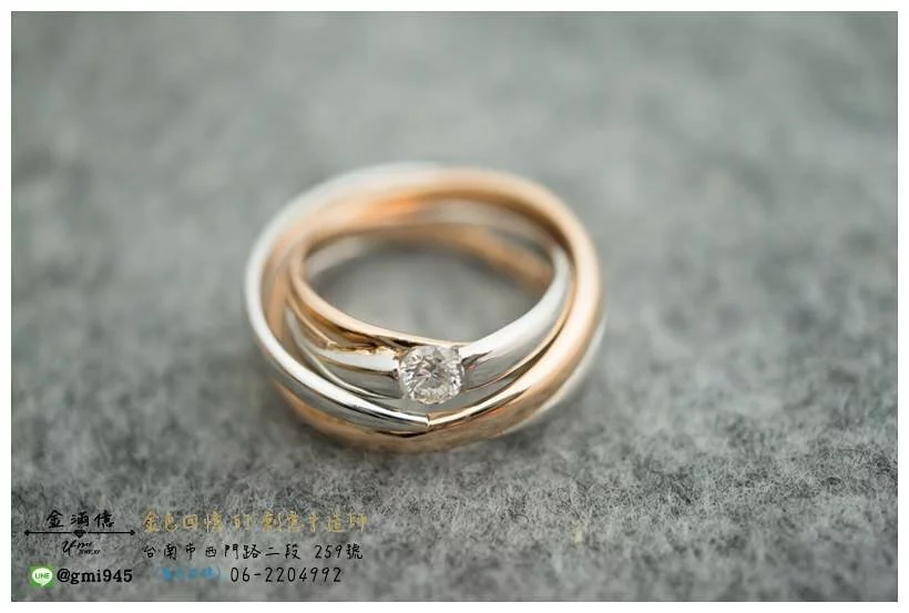 特殊訂做結婚對戒-玫瑰金與白K金結合的鑽石結婚對戒 (3)