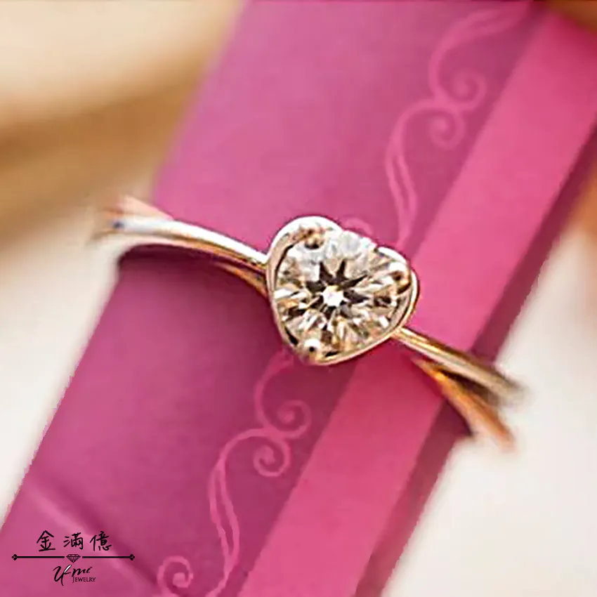 特殊訂做結婚對戒-白K金與玫瑰金結合愛心鑽石戒指 (2)