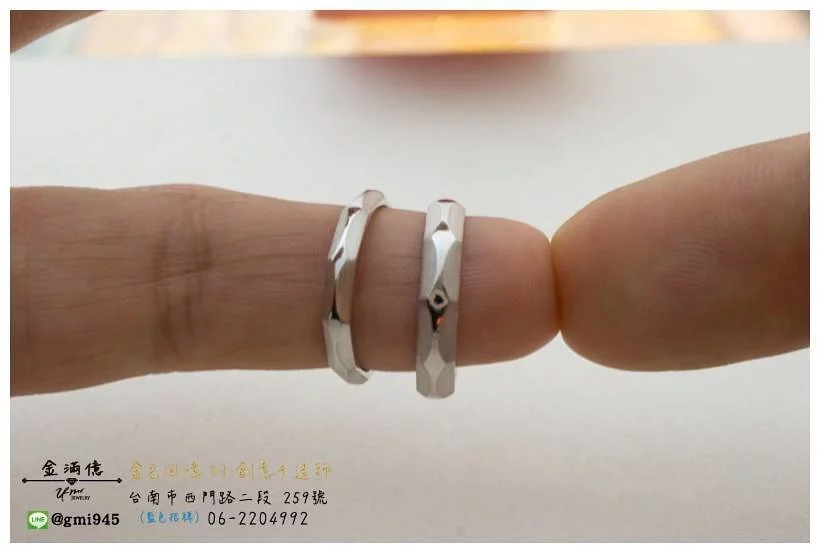 特殊訂做結婚對戒-白金手做菱型情人對戒 (2)