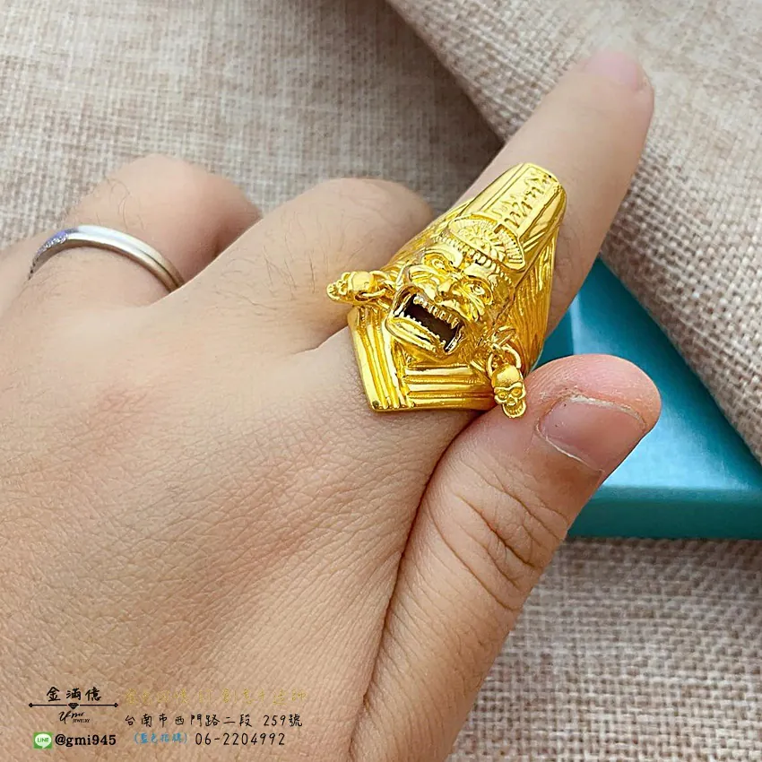 客製化飾品-八爺范將軍-神明黃金戒指 (3)
