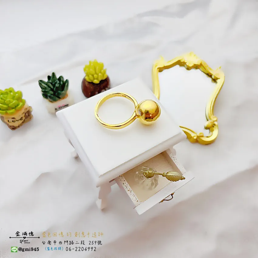 客製化飾品-金珠金球造型 -黃金戒指