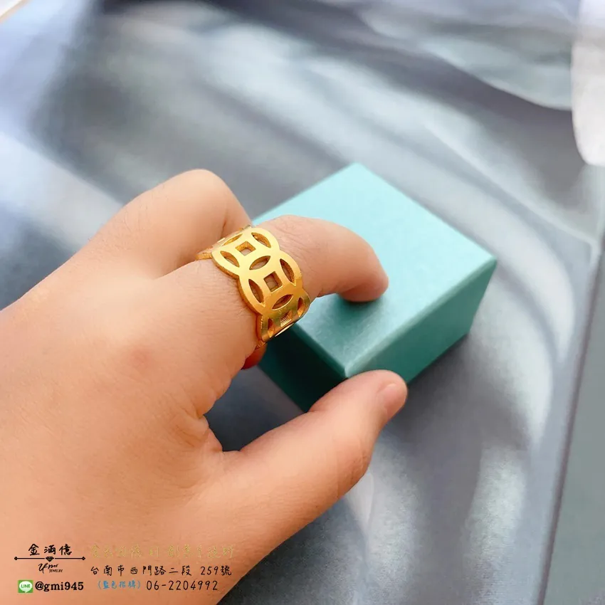 客製化飾品-整圈古錢|招財金飾-黃金戒指 (3)