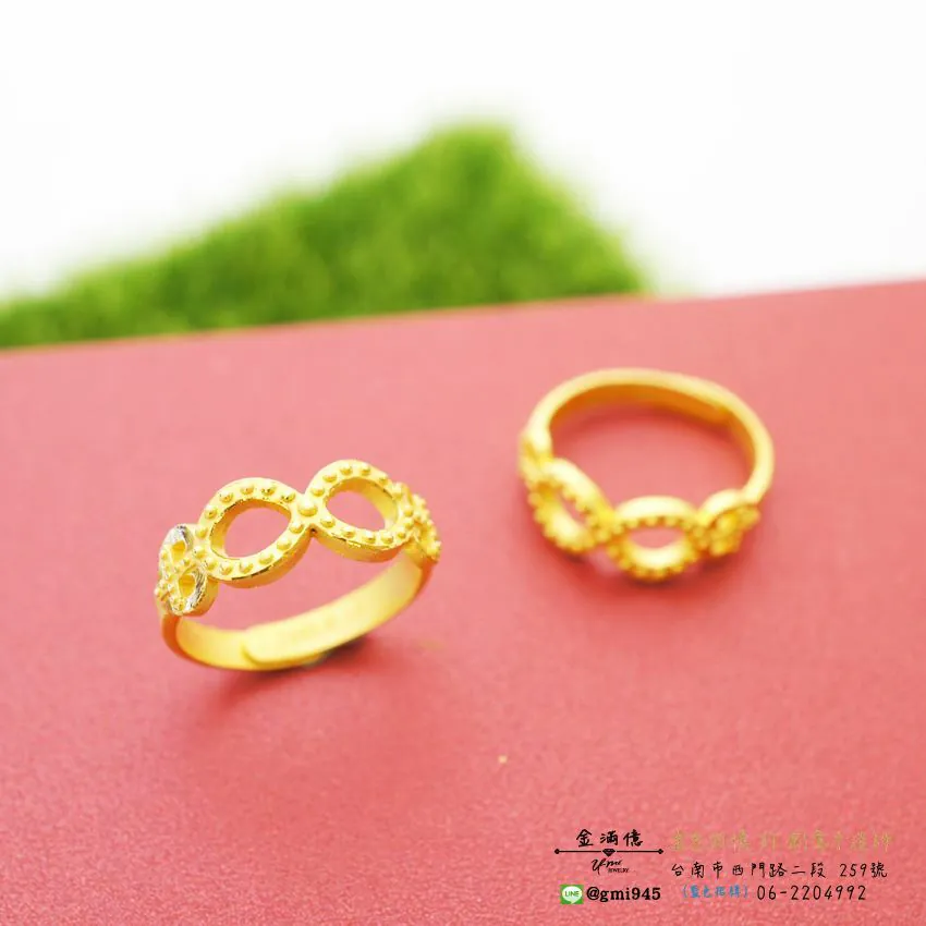 客製化飾品-鉚釘無限符號-黃金對戒 (2)
