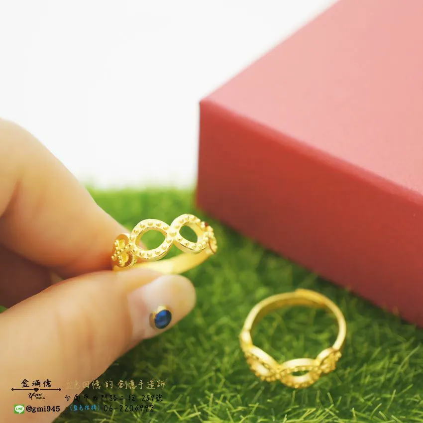 客製化飾品-鉚釘無限符號-黃金對戒 (3)