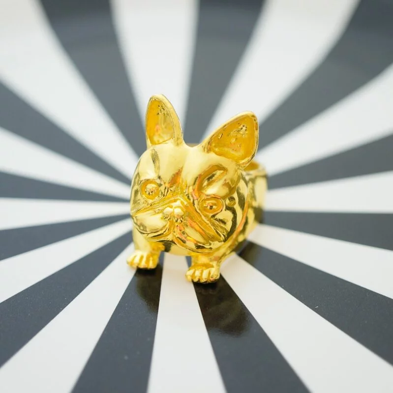 訂做黃金戒指-法國鬥牛犬造型戒指(大)