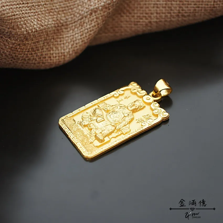 黃金墜飾-實心廣澤尊王- 男生黃金項鍊_(2)