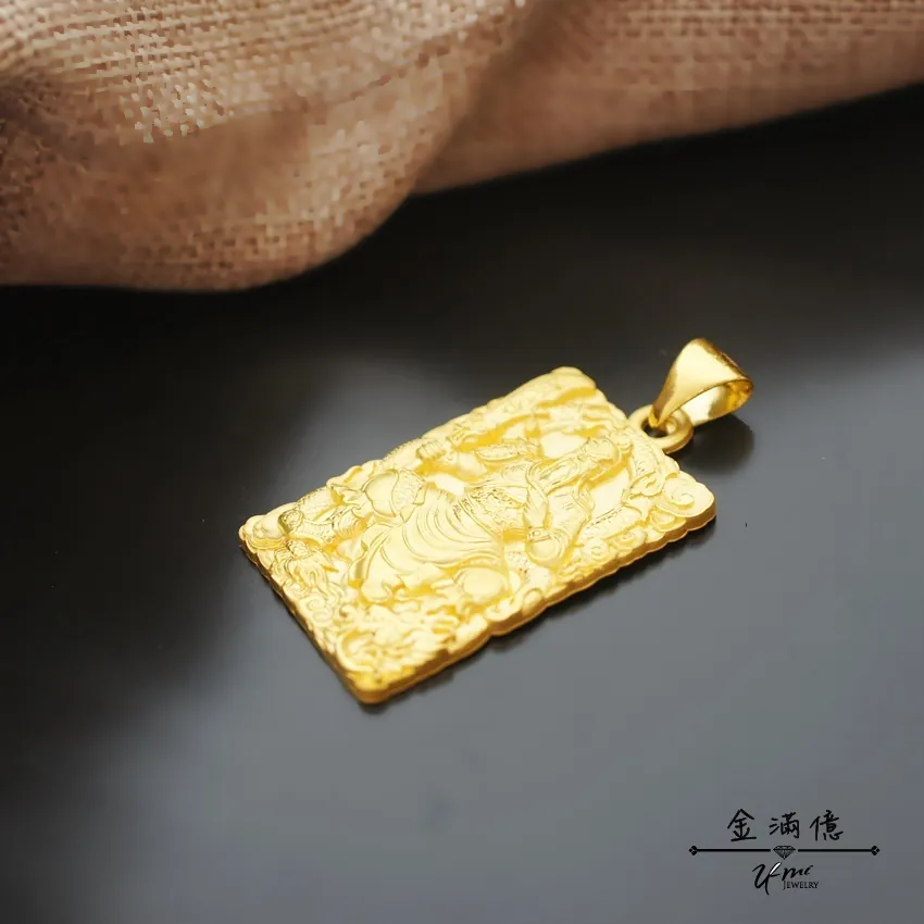 黃金墜飾-實心關公(手拿關刀)- 男生黃金項鍊(2)