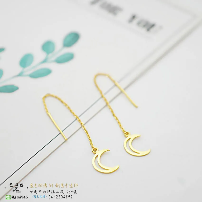客製化飾品-月亮造型-訂做黃金|黃金耳環 (2)