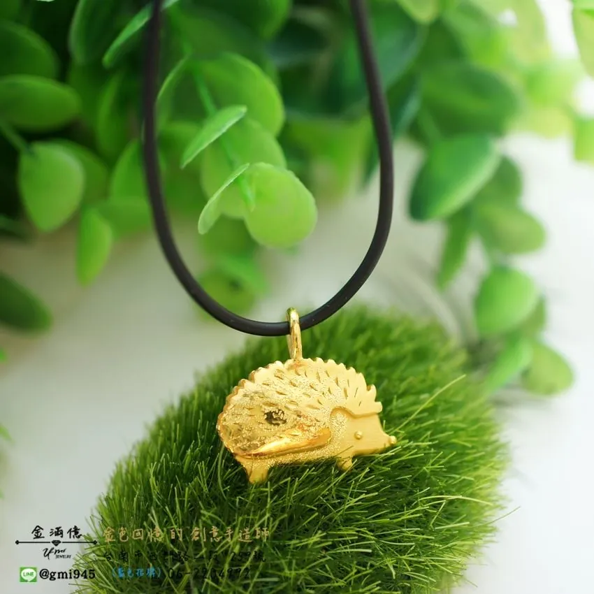 黃金項鍊-可愛動物刺蝟-02
