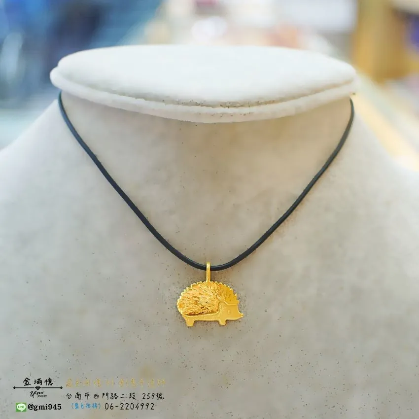黃金項鍊-可愛動物刺蝟-03