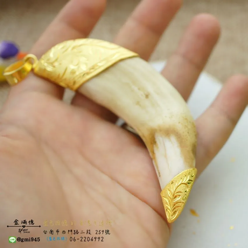 黃金項鍊-訂做黃金包鑲爪牙(3)