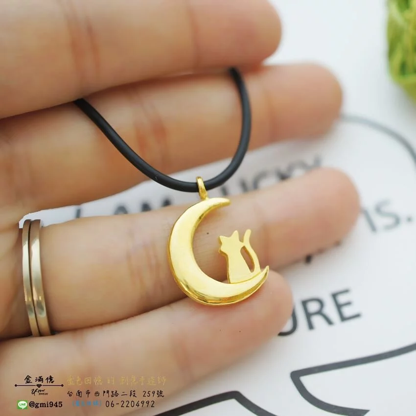 黃金項鍊-月亮貓咪與星星造型項鍊-02
