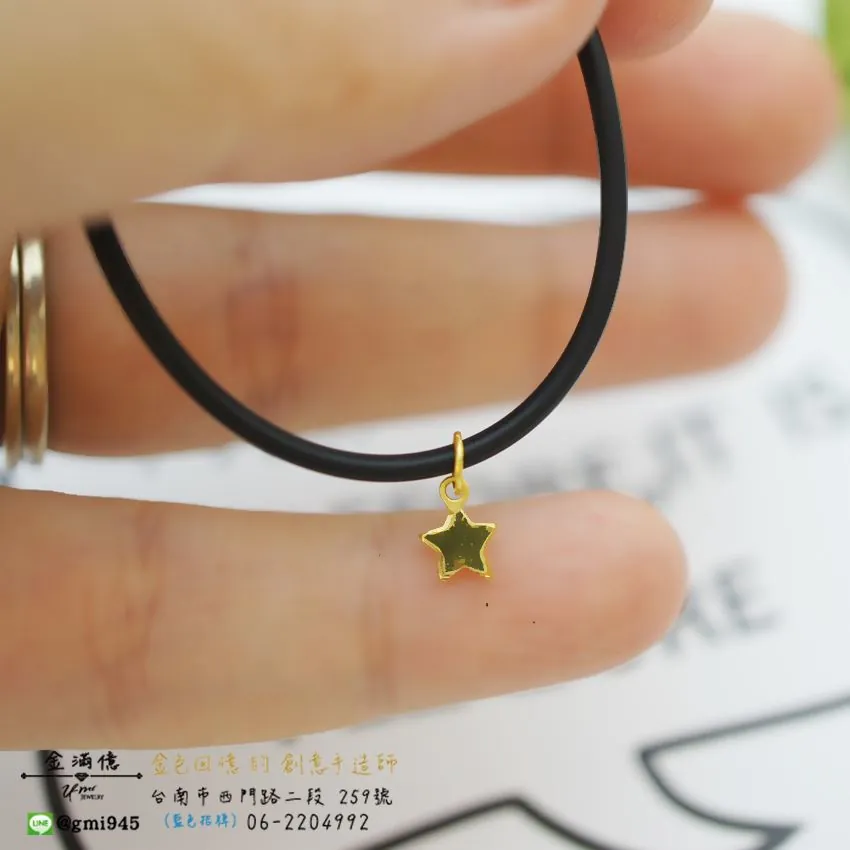 黃金項鍊-月亮貓咪與星星造型項鍊-(3)