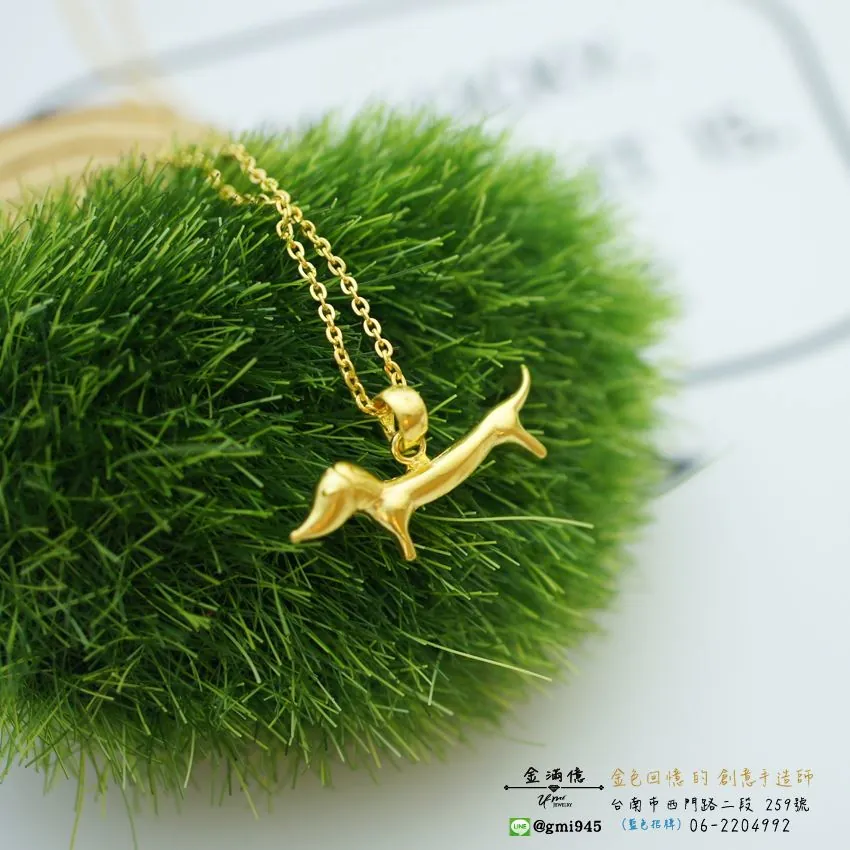 黃金項鍊-臘腸狗造型寵物項鍊-02