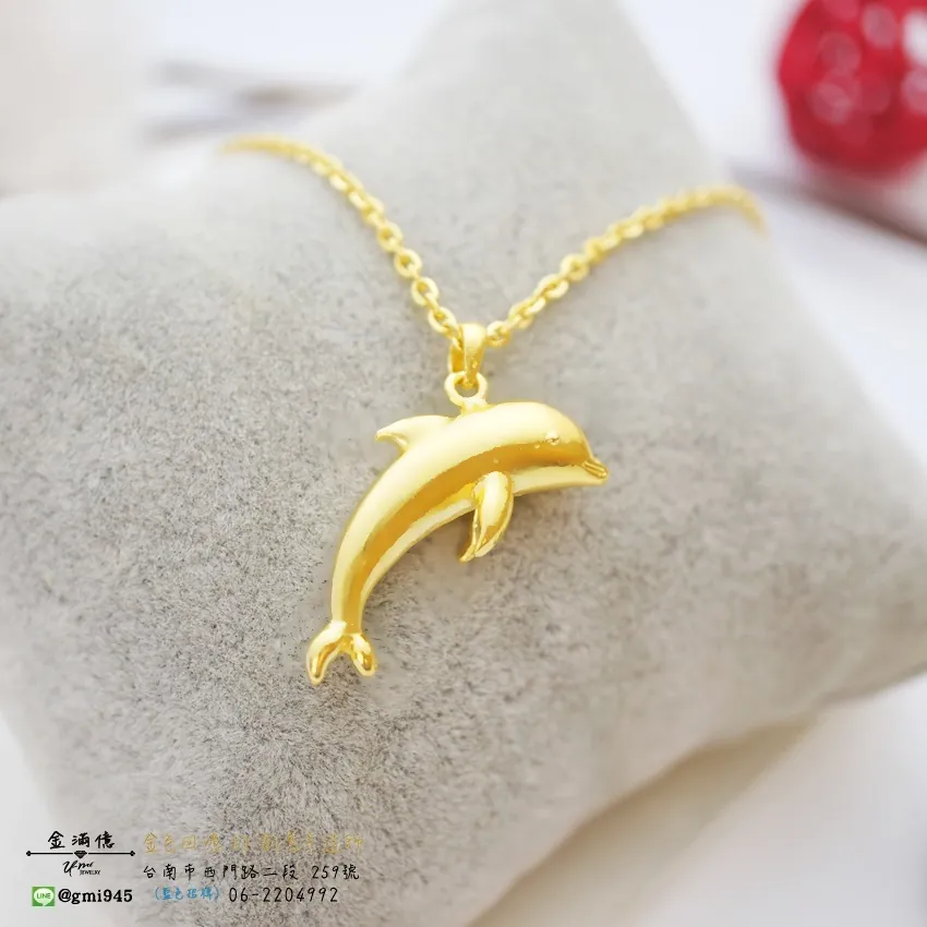 客製化訂做-黃金項鍊-實心海豚黃金墜子 (3)