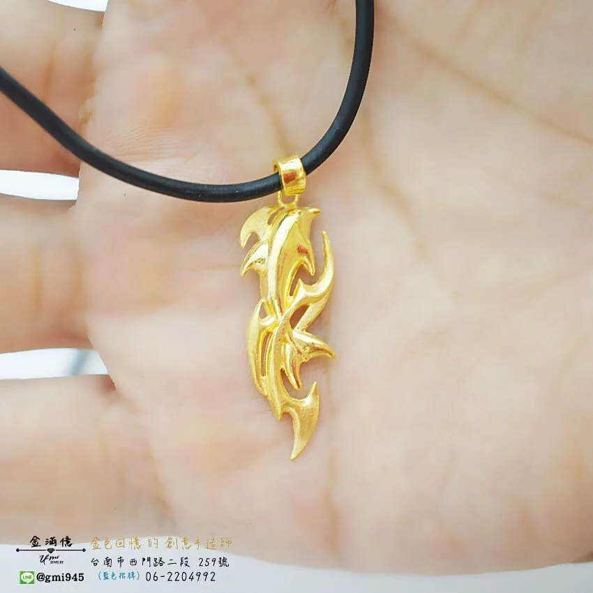 黃金項鍊-海豚的刺青圖騰 -訂做項鍊(3)
