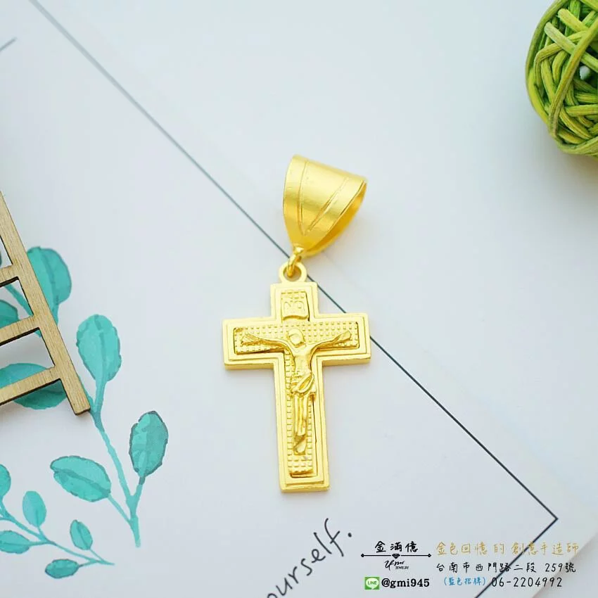黃金項鍊-耶穌神像十字架 -客製化項鍊_01