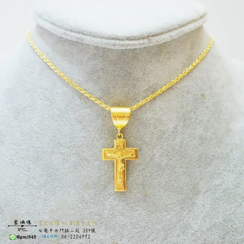 黃金項鍊-耶穌神像十字架 -客製化項鍊(3)