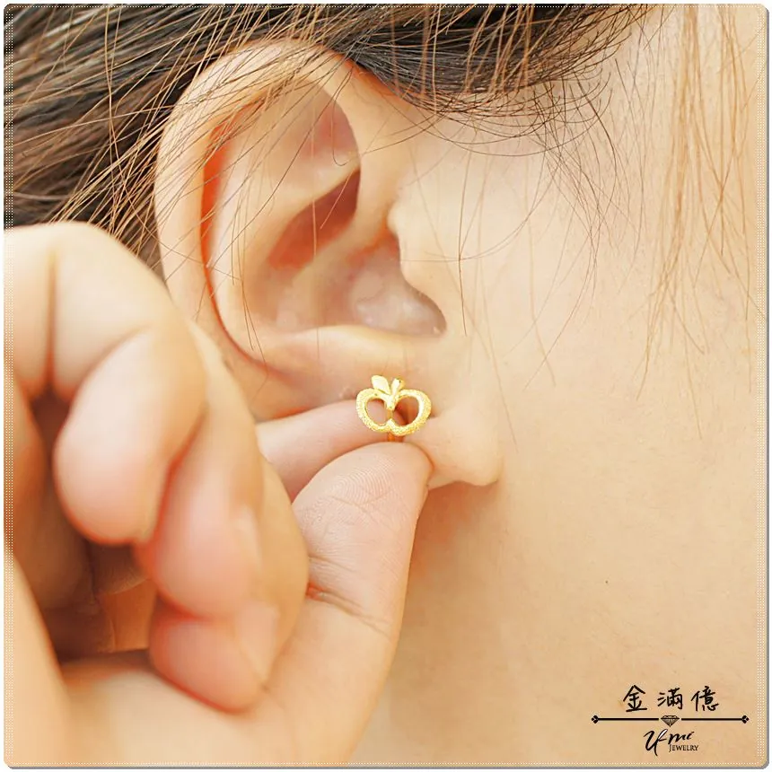 客製化飾品-蘋果黃金耳環&nbsp;(3)